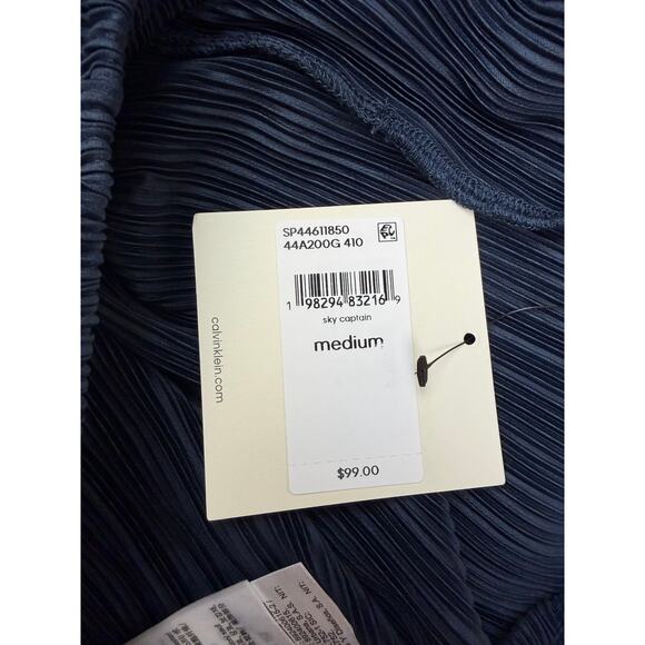 Calvin Klein Plissé Pull-On Wide-Leg Pants – Sky Captain – NWT – Size M - Picture 5 of 13